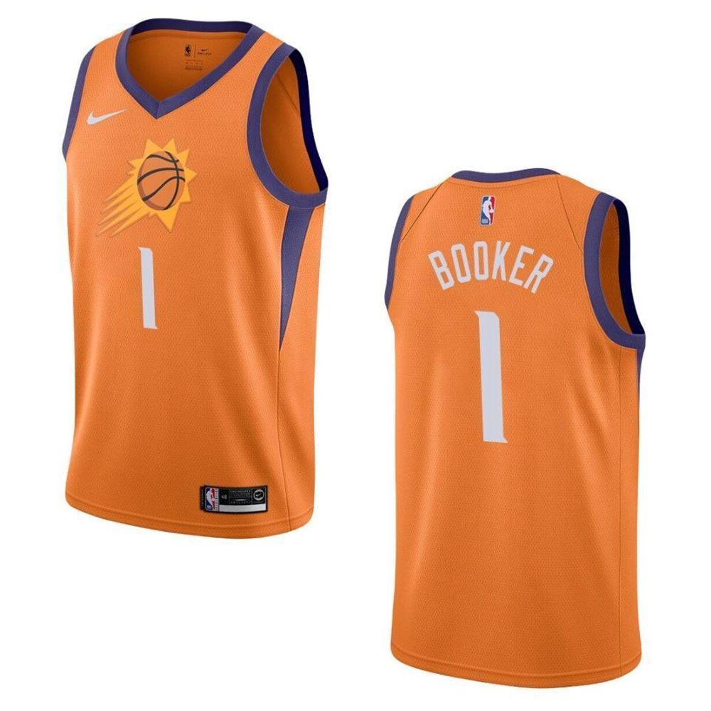 Phoenix Suns 1 Devin Booker Statement Swingman Orange 3D Jersey mrpAk