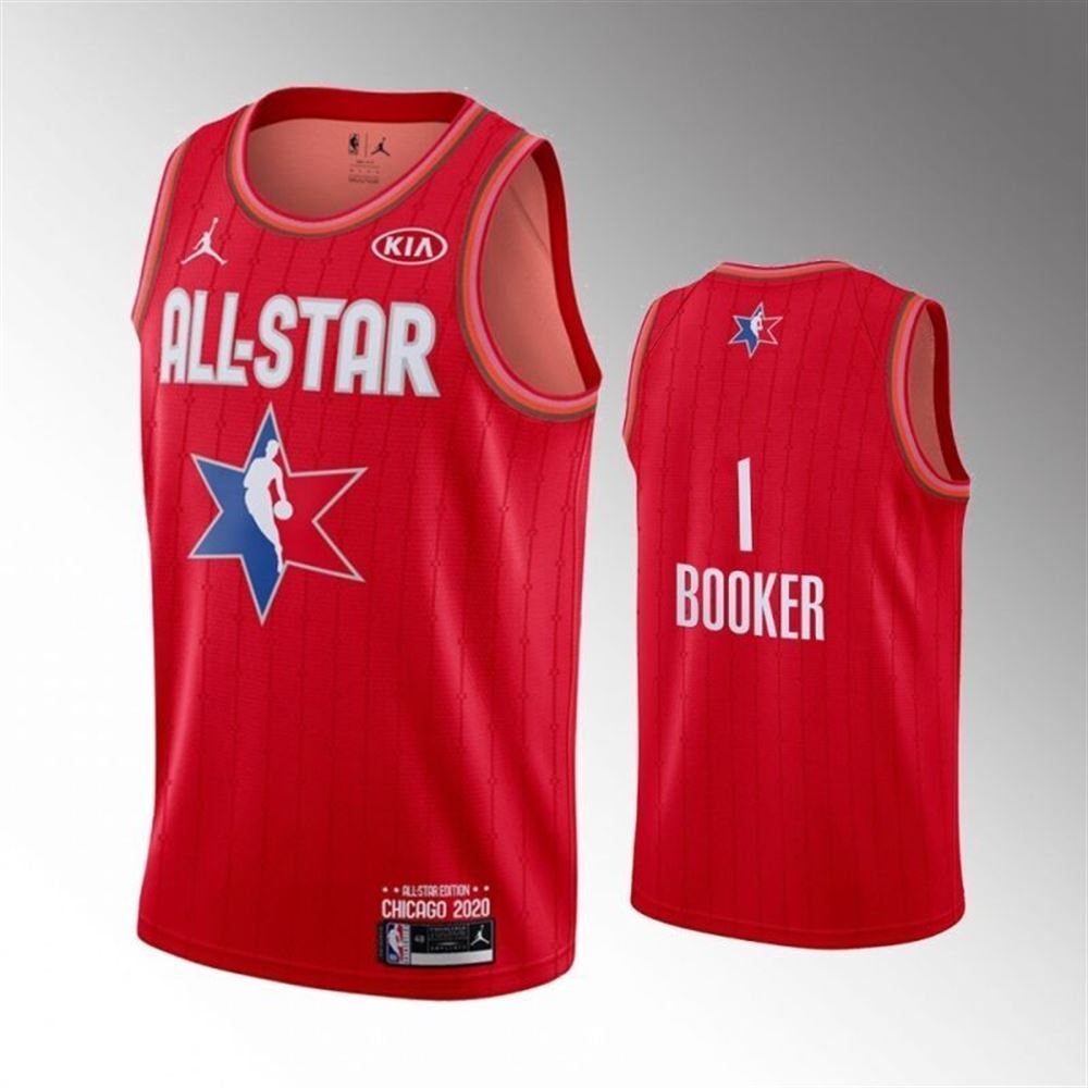 Phoenix Suns Devin Booker 1 NBA 2021 Allstar red jersey 9mWoM