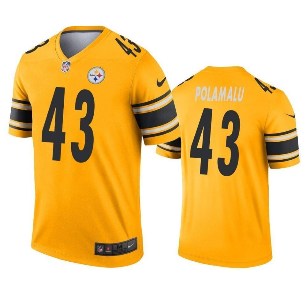 Pittsburgh Steelers Troy Polamalu 2021 Inverted Legend Gold Jersey UY2QB