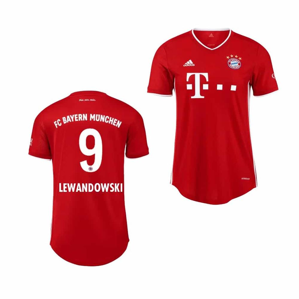 Robert Lewandowski Bayern Munich Home Jersey Short Sleeve Red 2020 21 1a cH2qz
