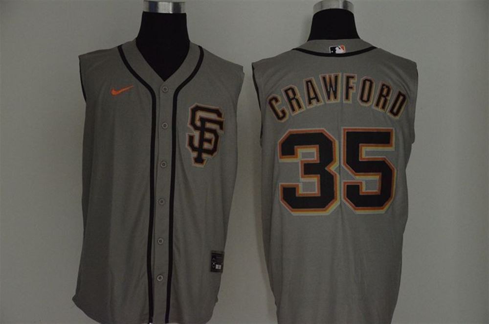 San Francisco Giants Brandon Crawford 35 2021 Mlb Grey Jersey