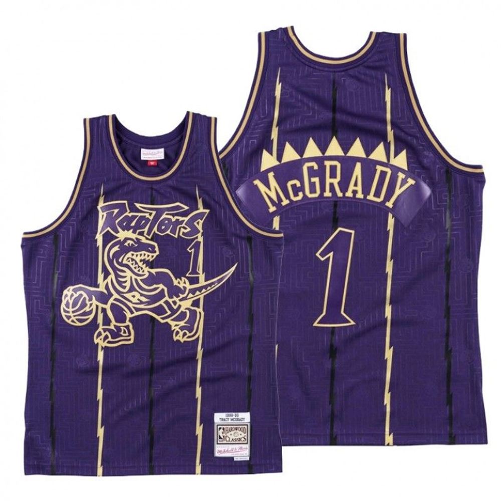 Tracy McGrady CNY Toronto Raptors Gold Purple Throwback Jersey Ce2nC