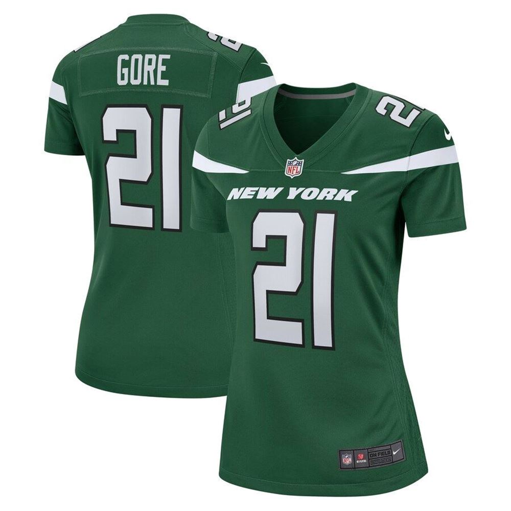 Woman New York Jets Frank Gore Gotham Green Team Game Jersey Gifts For Fans
