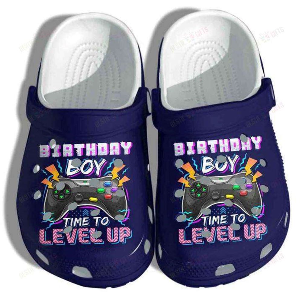 birthday boy level up gaming boys crocs classic clogs shoes