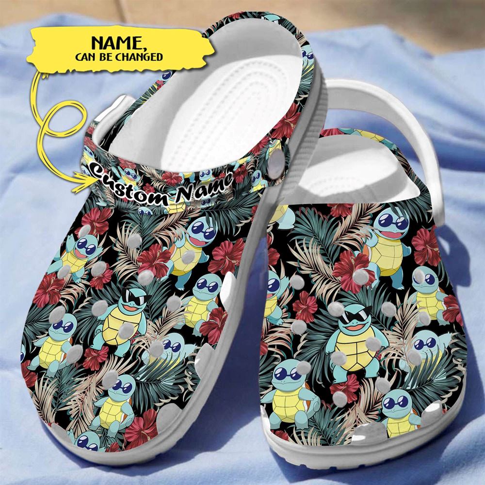 squirtle squad pokemon with hawaiian flowers classic durable crocs for men and women