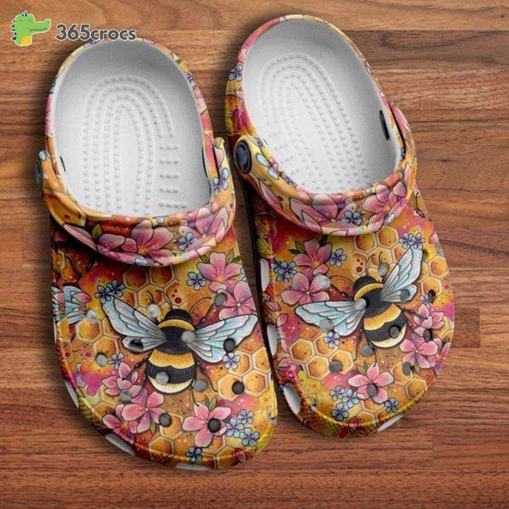 the anime bees covered with floral pattern printed best item for casual outfit crocs clog shoes