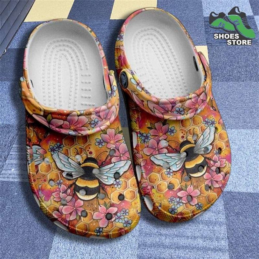 the anime bees covered with floral pattern printed best item for casual outfit crocs