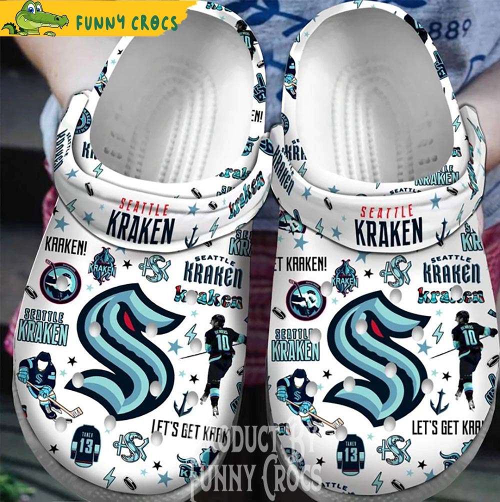 white seattle kraken logo nhl crocs shoes discover comfort and style clog shoes with funny crocs