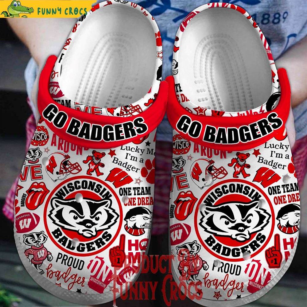 wisconsin badgers go badgers crocs shoes discover comfort and style clog shoes with funny crocs