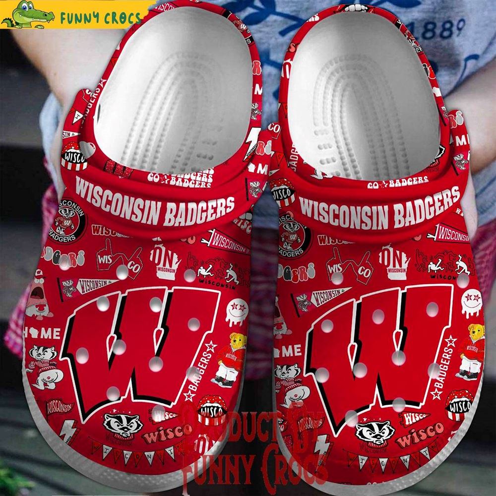 wisconsin badgers red crocs slippers discover comfort and style clog shoes with funny crocs
