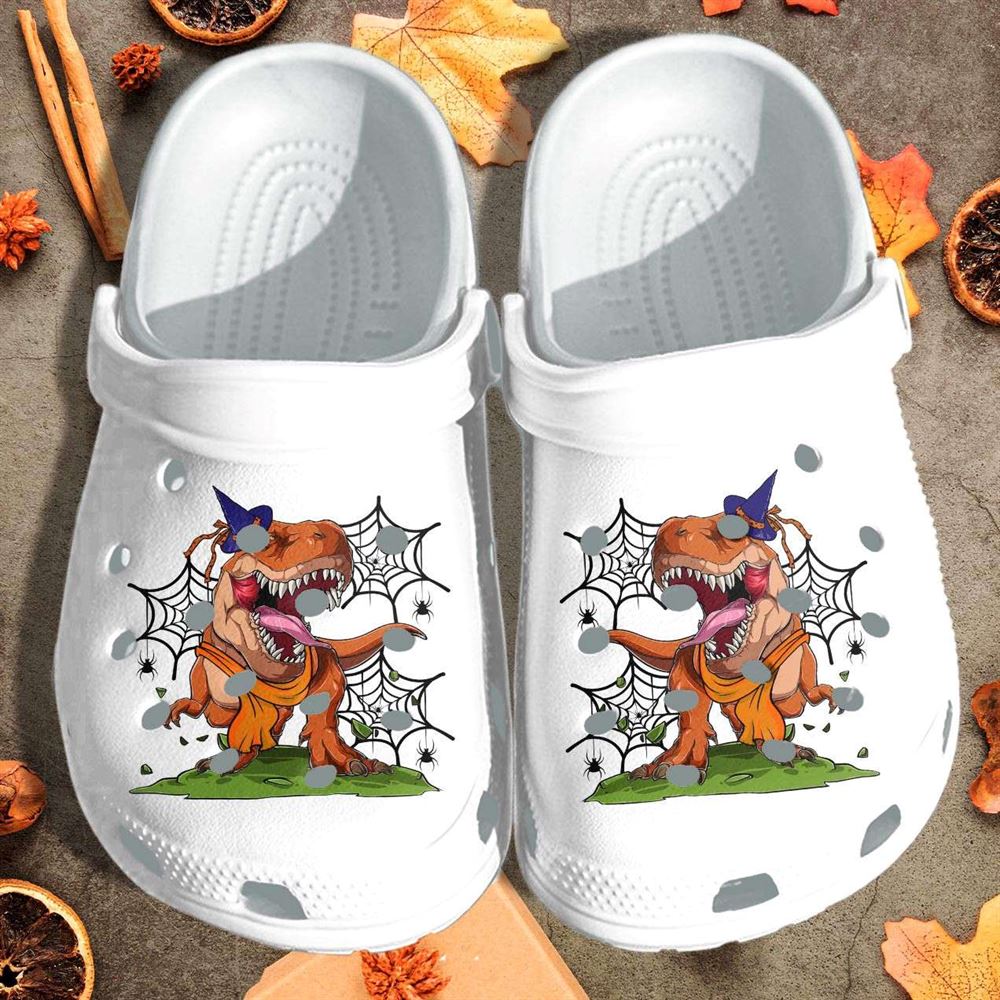 witch saurus custom shoes %E2%80%93 dinosaur halloween outdoor shoes clog gift for friends