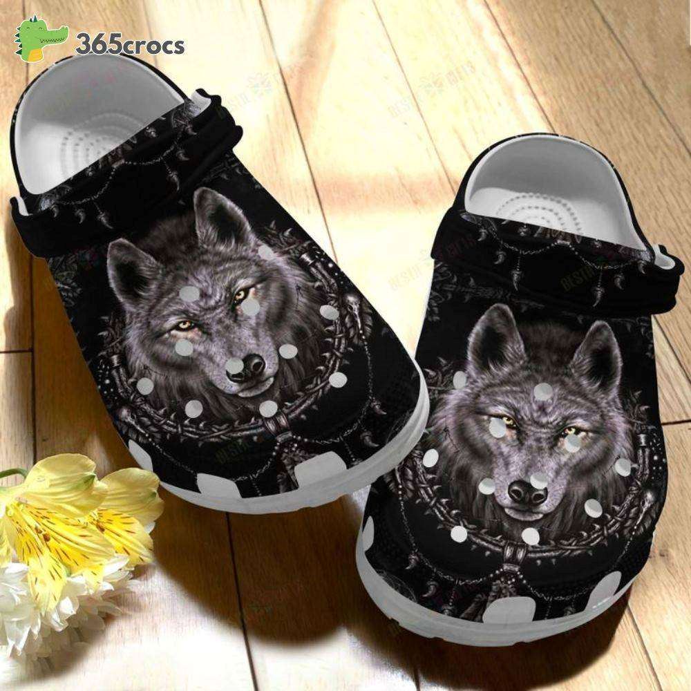 wolf 3d print classic clogs shoes wild wolf croc water shoes wolf lovers wild animals crocs clog shoes