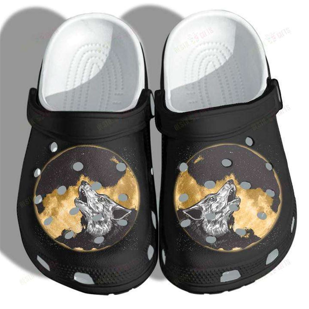wolf fantasy moon camping lover crocs classic clogs shoes