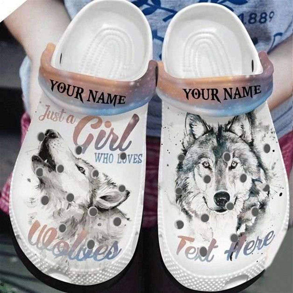 wolf girl custom name rubber clog shoes comfy footwear