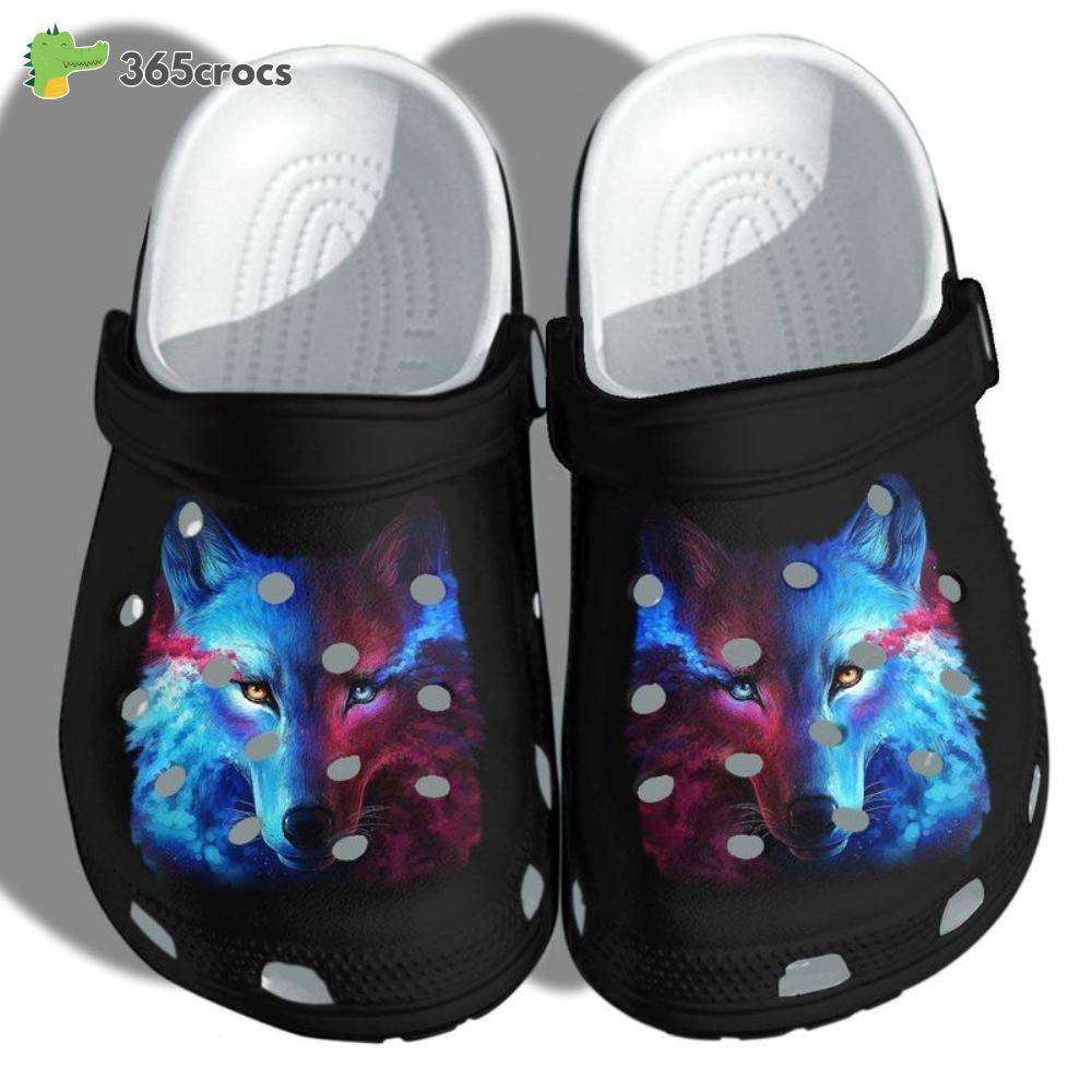 wolf mystery wolf fantasy cool black patterns wolf lover nice crocs clog shoes