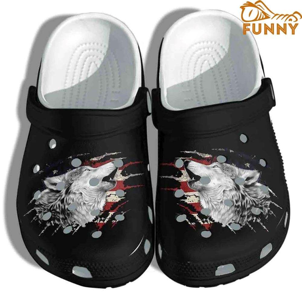 wolf scratch art usa flag black crocs discover comfort and style clog shoes with funny crocs