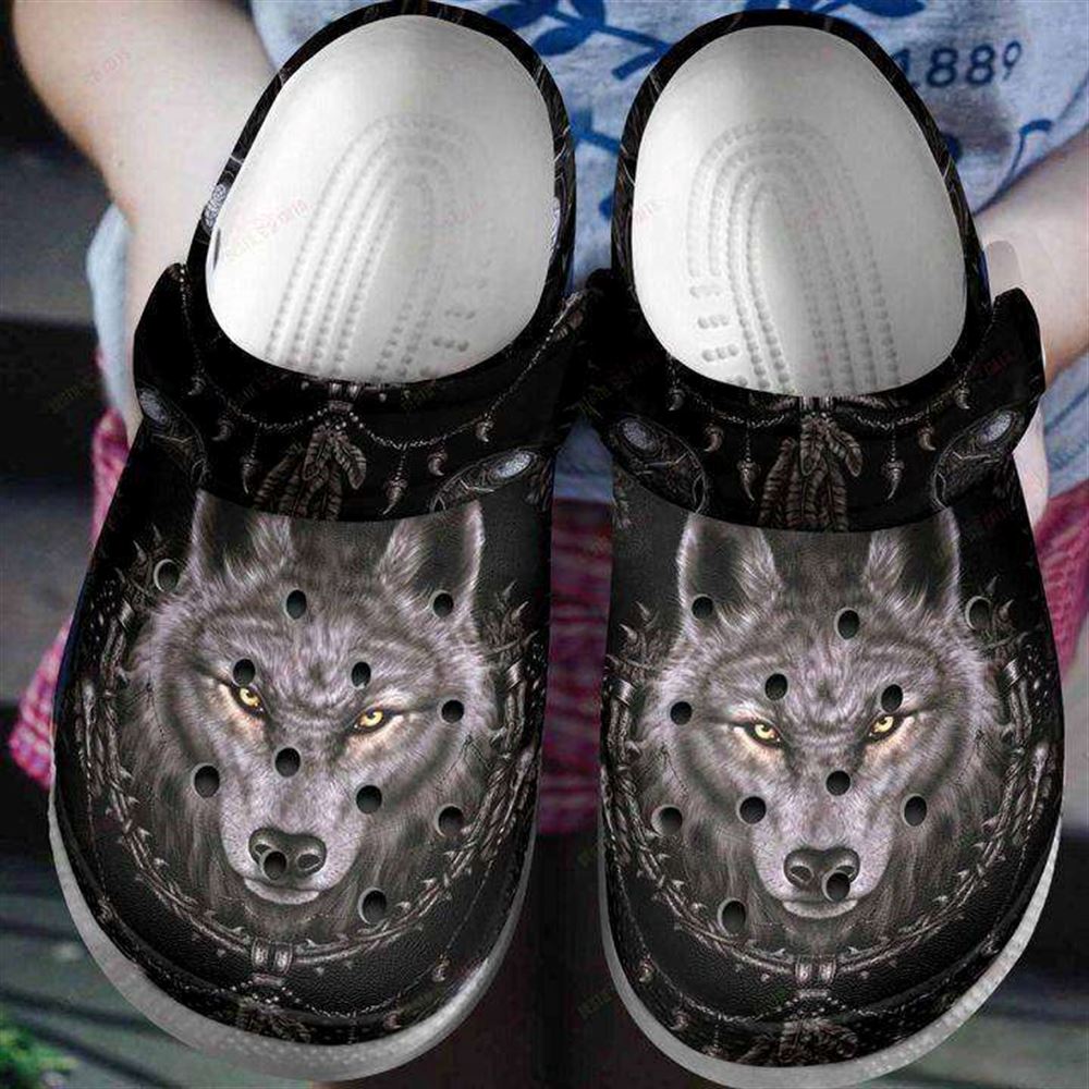 wolf stare at you crocs classic clogs shoes