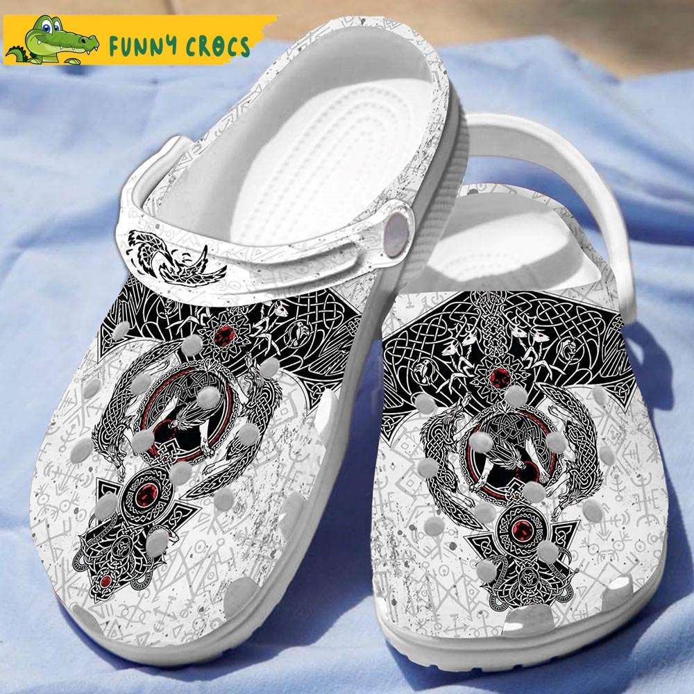 wolf tattoo viking crocs discover comfort and style clog shoes with funny crocs