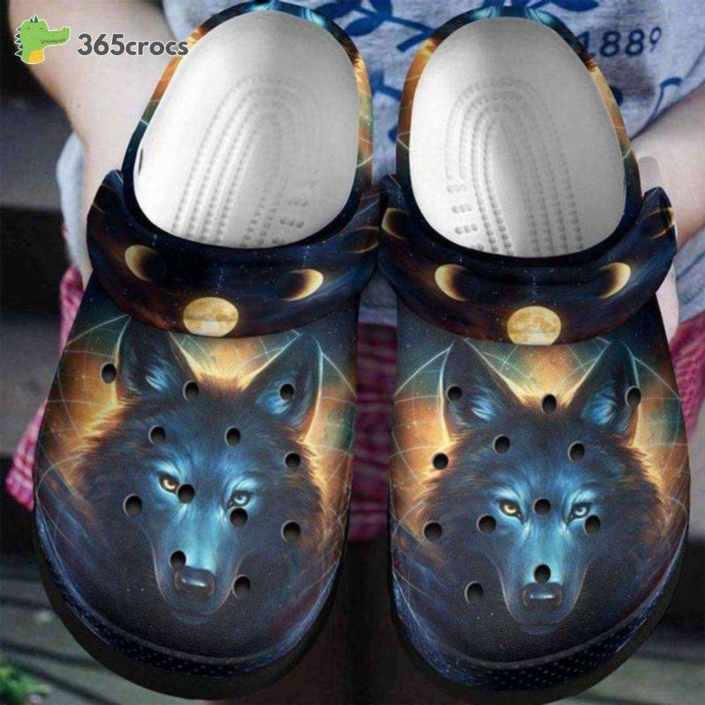 wolf under the moon shoes strong wolf crocbland clog for wolf lovers crocs clog shoes
