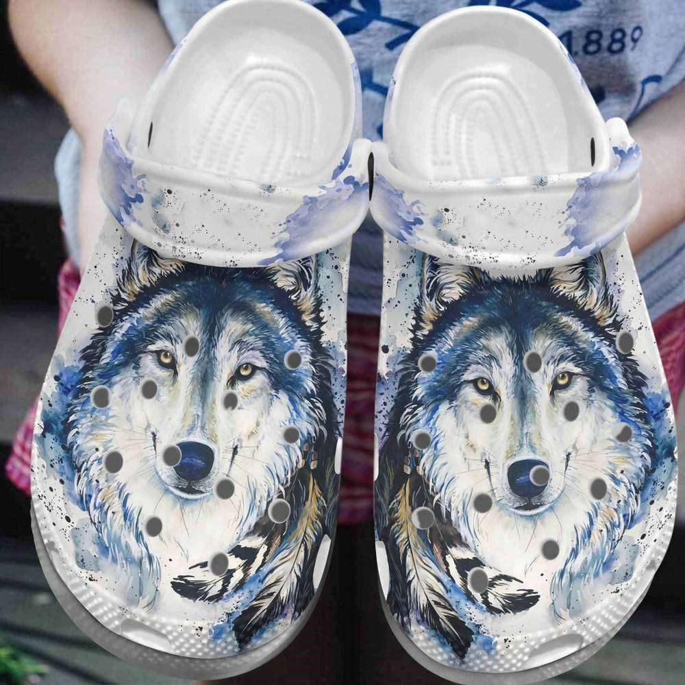 wolf winter 6 gift for lover rubber crocs clog shoes comfy footwear