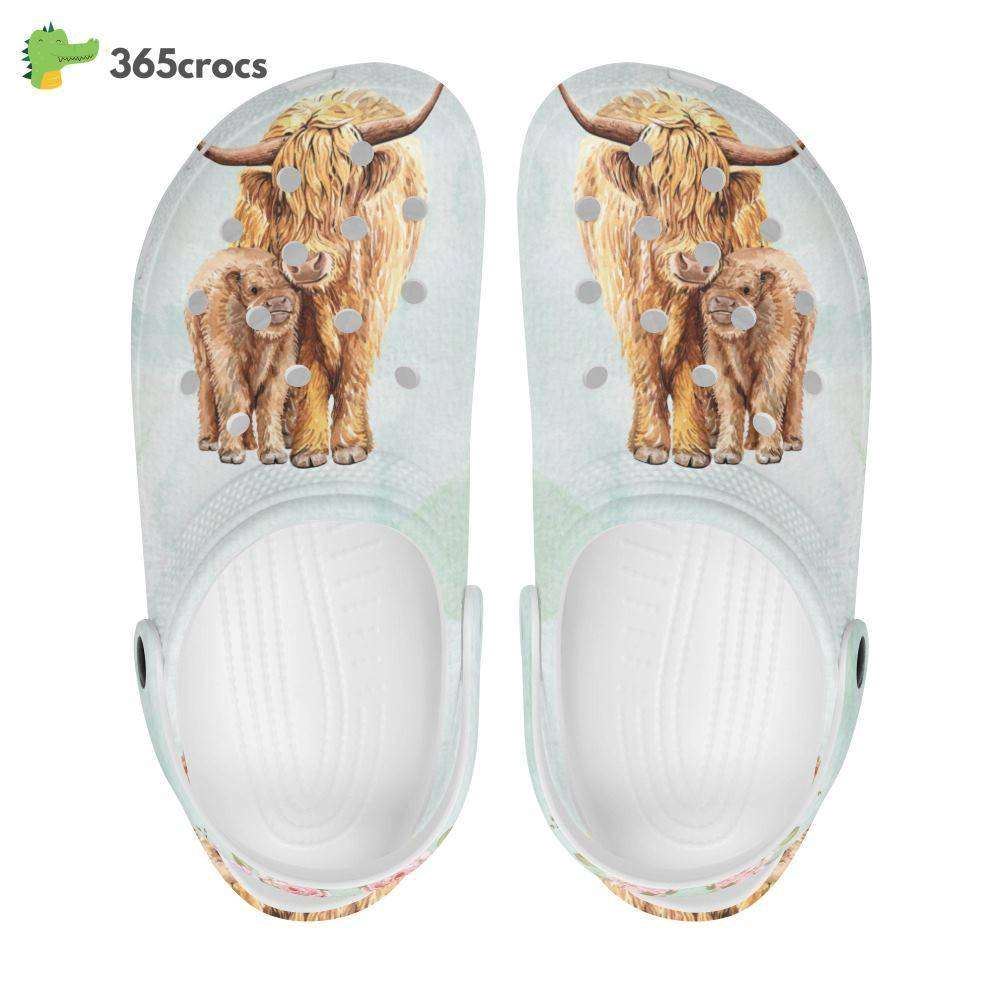 womens cow print crocs %E2%80%93 get the highlands look with these unique shoes