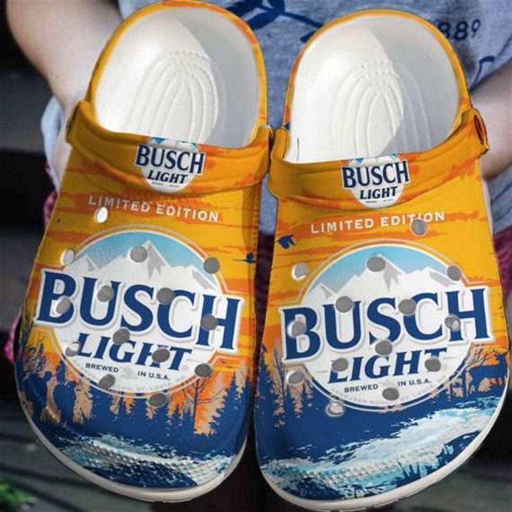 yellow busch light beer crocband clog shoes