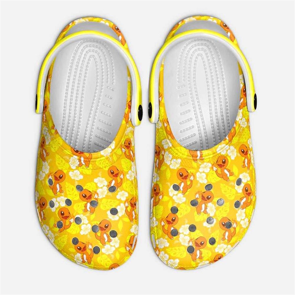yellow charmander pattern funny and stylish crocs shoes