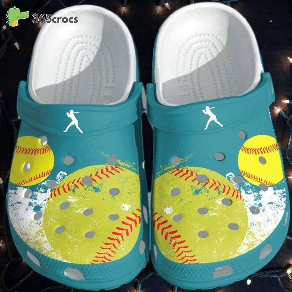 Yellow Soft Ball Sport Croc Shoesfor Son Daughter Softball Lovers Crocs Clog Shoes