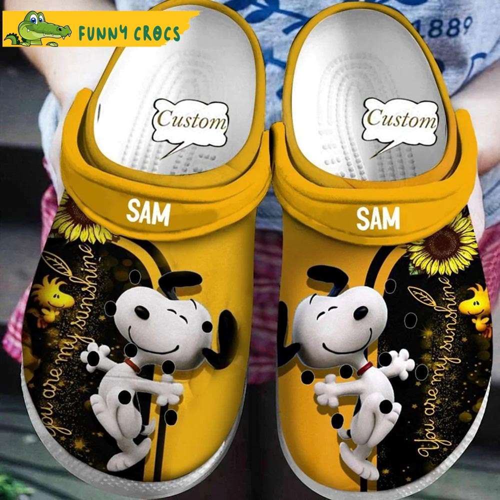 Yellow Sunflowers Snoopy Crocs - Discover Comfort And Style Clog Shoes With Funny Crocs