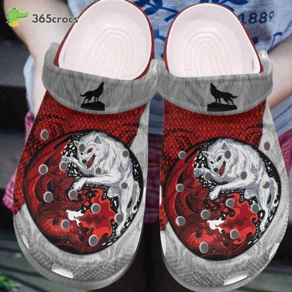 yin yang pattern wolf clocsy shoes wild wolves wolf water shoes wild animals crocs clog shoes
