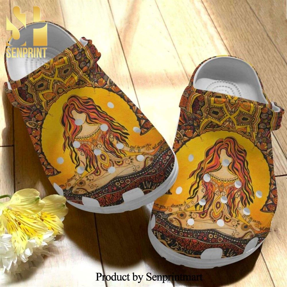yoga hippie mandala gift for lover 3d crocs shoes