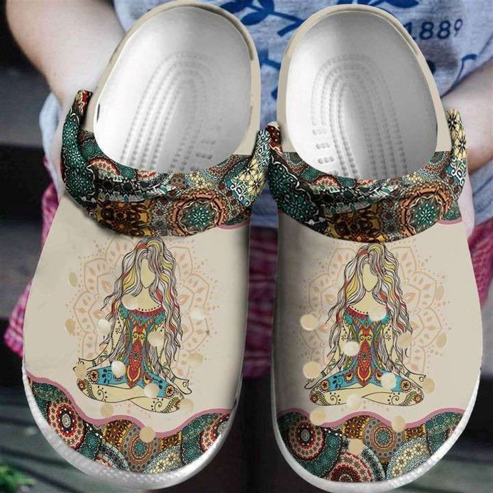yoga mandala rubber crocs clog shoes comfy footwear