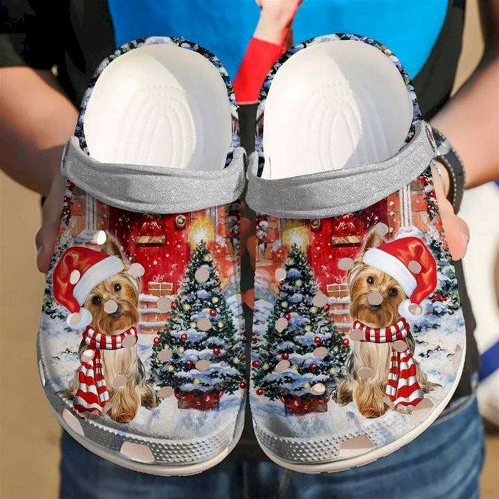 yorkie christmas crocs crocband clog shoes