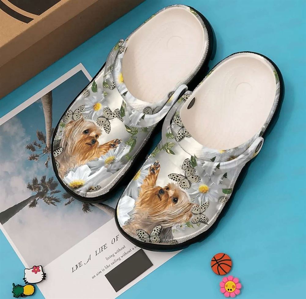 yorkie personalized clog custom crocs comfortablefashion style comfortable for women men kid print 3d butterfly yorkie