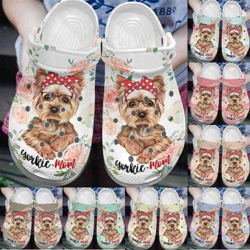 yorkie white sole floral yorkie mom crocs classic clogs shoes pancr0410