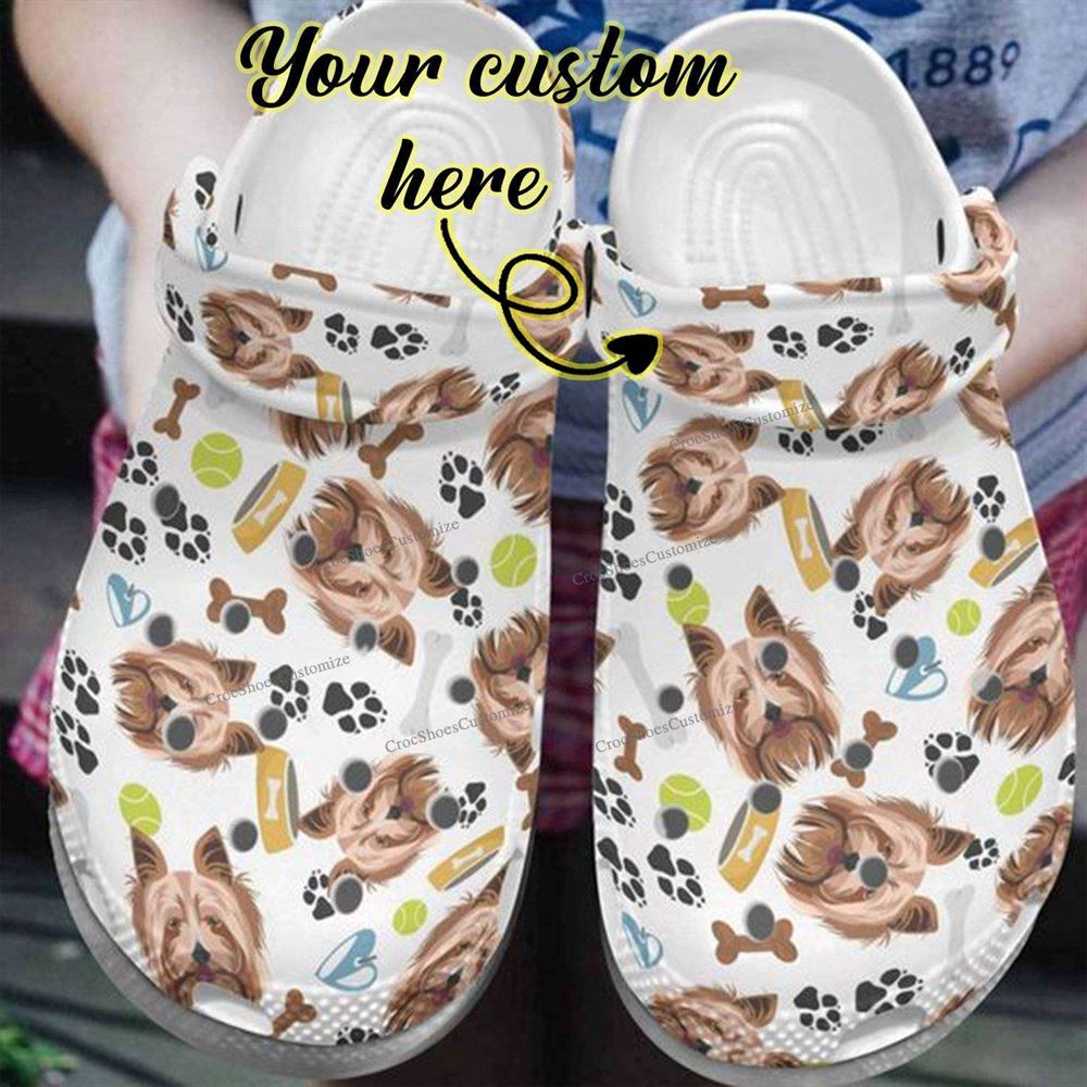 yorkshire personalize custom name text 3d terrier kids crocs funny cartoon