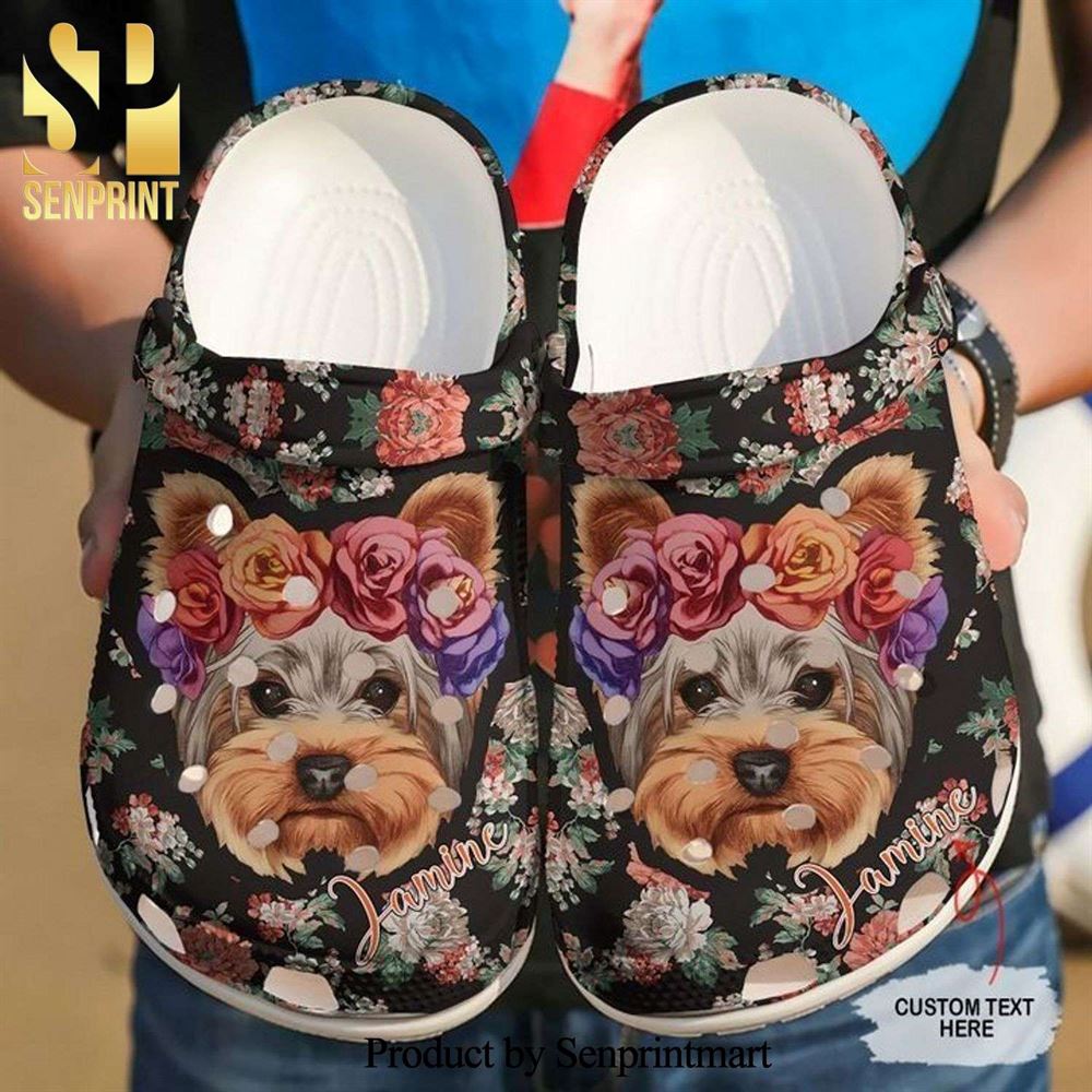 yorkshire personalized floral yorkie gift for lover hypebeast fashion unisex crocs crocband clog