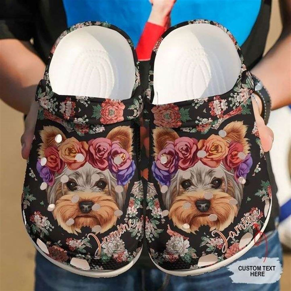 yorkshire personalized floral yorkie rubber clog shoes comfy footwear