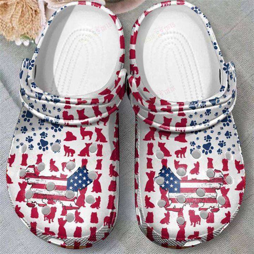 yorkshire terrier american flag crocs classic clogs shoes
