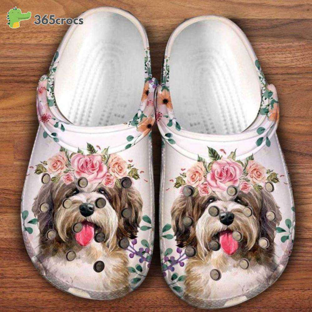 yorkshire terrier dog flower floral pattern 3d croc cute dog print croc crocs clog shoes