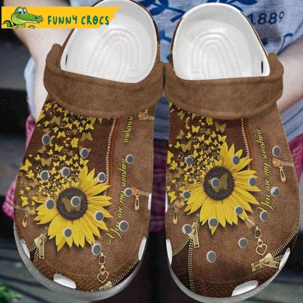 you are sunshine butterflies sunflower leather zipper croc birthday crocs clog shoes discover comfort and style clog shoes with funny crocs