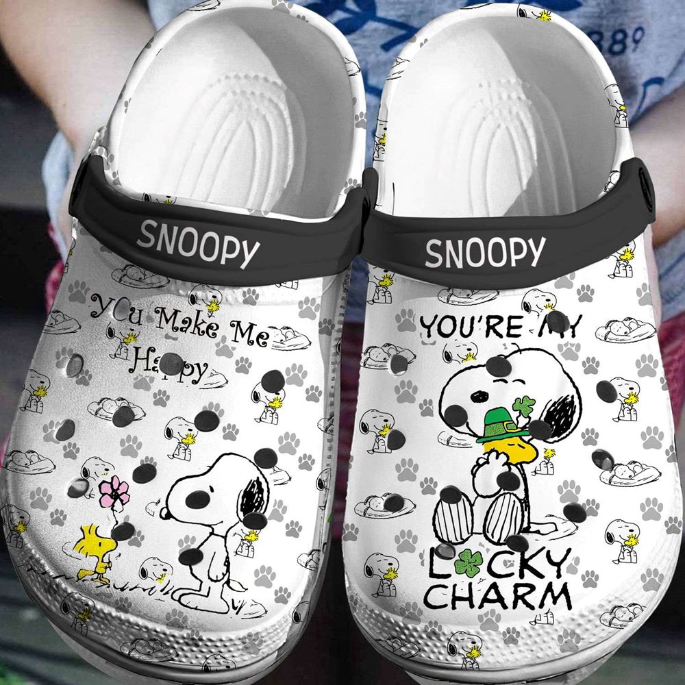 you make me happy youre my lucky charm st. patricks day snoopy crocs