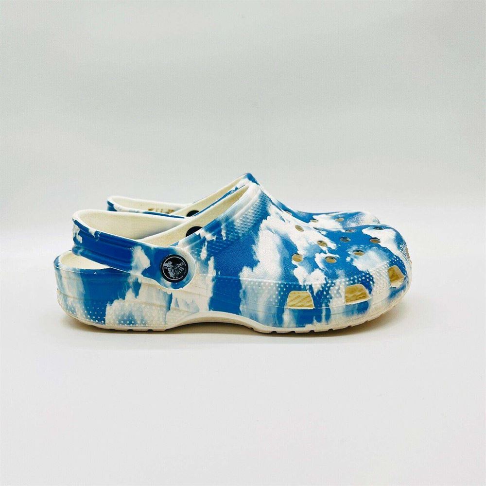 youth blue white cloud crocs classic clog waterproof summer design