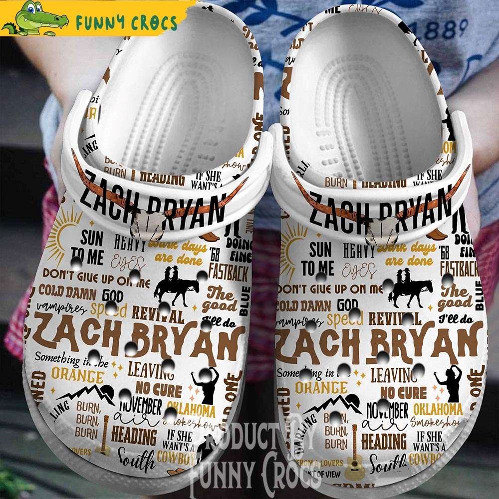zack bryan singer music pattern white crocs discover comfort and style clog shoes with funny crocs