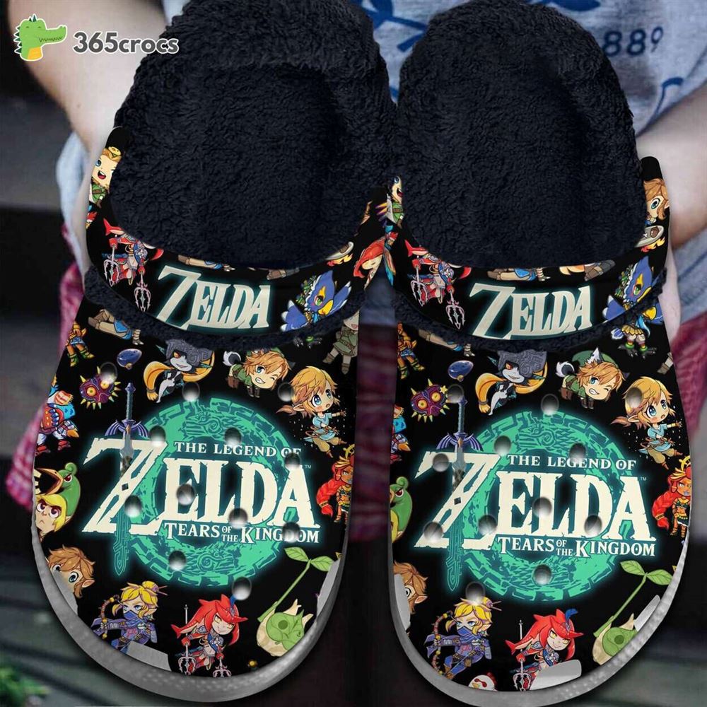 zelda tears of the kingdom game fans dream fur lined crocs comfortable shoes