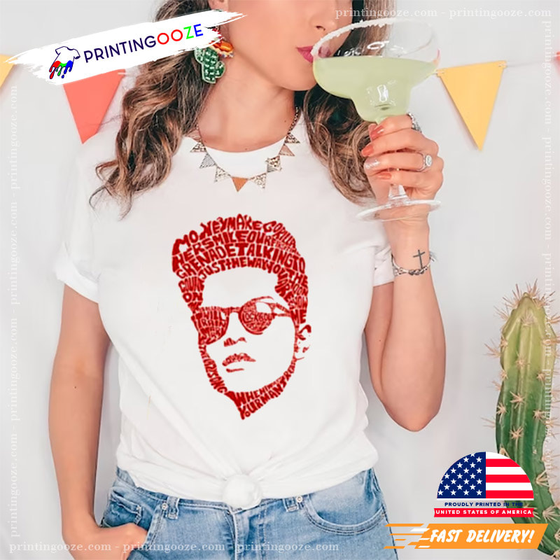 Bruno Mars Greatest Hits Lyrics Shape 2023 Unisex T-shirt