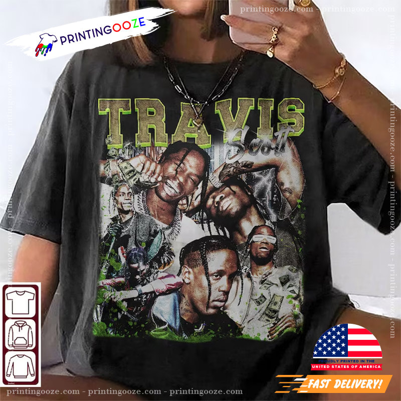 Travis Scott Tour Collage 90s Style Hip Hop Tee - Unleash Your