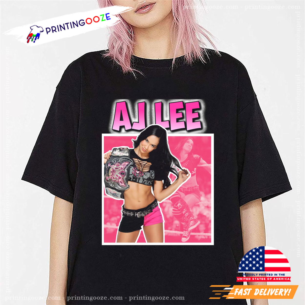 T-shirt AJ Lee - Fan De Catch - Coupe Unisexe Streetwear Décontractée | Idéal Pour Soutenir Ta Wrestleuse Préférée Au Quotidien - 5