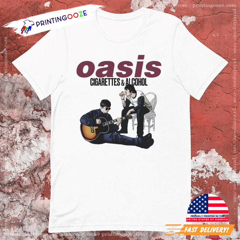 Oasis Cigarettes And Alcohol Guitar T-shirts - Unleash Your Creativity