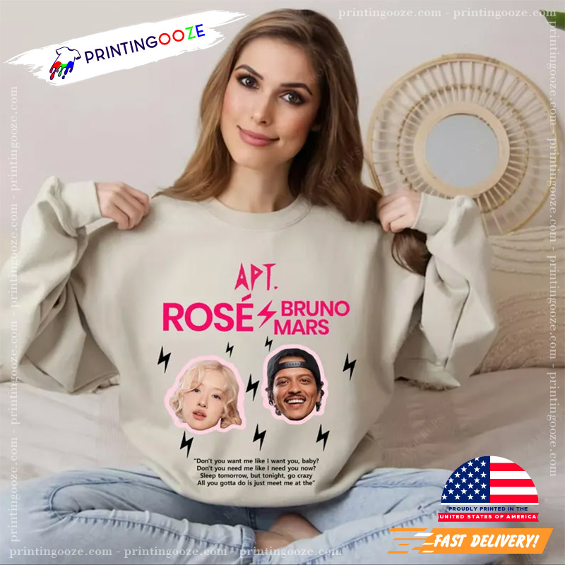 ROSÉ BRUNO MARS APT. レコードとTシャツセット Retro Rose Bruno Mars APT Graphic T-Shirt